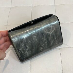 90s Vintage silver/ pewter Clutch Hard Case